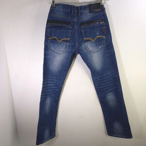 CJ Black Premium Low Rise Slim Straight Denim Jeans Leather‎ Accents Size 28x30